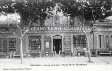 Old postcard 66 PERPIGNAN AVENUE DE LA GARE GRAND DEPOT CERAMIQUE (COMMERCE STORE picture