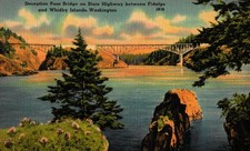 Deception Pass Bridge On Hwy Between Fidalgo/Whidby Islands, Wa.Vintage Postcard picture