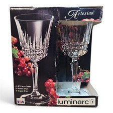 Luminarc Artesian 8.5 oz Clear Glass Water Wine Goblets Stemware Set of 4 NIB picture