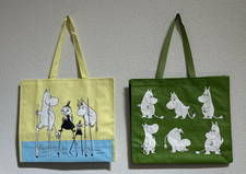 2 Moomin 16” x 14” Tote Shopping Bags Shoulder Bags Green Anniversary + Yellow picture
