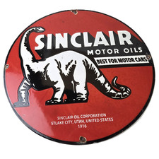 Vintage Sinclair Gasoline Sign - Motor Oils For Cars Gas Pump Porcelain Sign picture