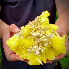3.59LB  Rare yellow sulfur crystal quartz crystal mineral specimen picture