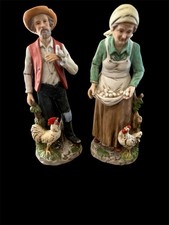 Homco 1434 Farmer and Wife Ceramic Vintage collectible Figurines picture