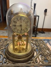 Vintage brass 400 day mechanical anniversary clock 1950's Germany, Kundo picture