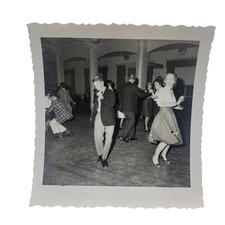 Vintage 1950s Dance Hall Couples Dancing Photo 3.5x3.75 B&W Gelatin Original picture