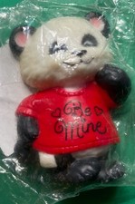 1982 HALLMARK”BE MINE” HEART SHIRT TALES PAMMY PANDA VALENTINE DAY LAPEL NIP-P60 picture