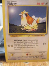Pokemon card Pidgey Card # 57/102.  This card  is a Common rating but it's rare picture