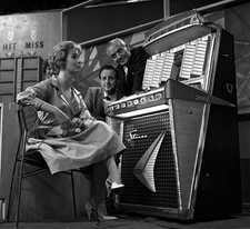 England Pictured set of BBC television gameshow Jukebox Jury are L- Old Photo picture