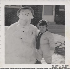 1957 Harrisburg Pennsylvania Girl Snowman Snow Woman Winter VINTAGE PHOTO picture