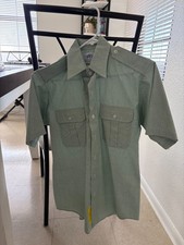 Vintage US Army Green 415 Short Sleeve Military Uniform Shirt Size 15 picture