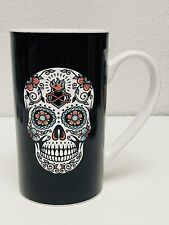 Sugar Skull Tall Coffee Cup Mug Day Of The Dead Double Sided 20oz Black 6 Inches picture