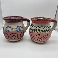 Set Of 2 Jarrito Hand-Painted Mexican Pottery Mug Colorful Floral Design picture