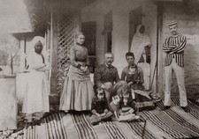 India British Colonial Family With Indian Servants Group Vtg. Photo 19thC. picture