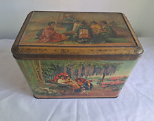 Vintage Emperor's Private Badge Official Crest Large Japanese Tin Tea Box picture