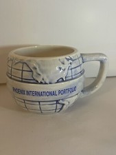 Vintage Phoenix International Portfolio Globe Promo Cup Mug Blue Crazing picture
