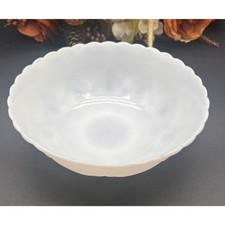 Westmoreland Milk Glass Serving Bowl – Diamond Quilt Pattern, Scalloped Rim picture