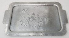 Farberware Aluminum Tray Hand-Etched Morning Glory Design Wrought Brooklyn Vtg picture