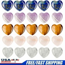 1/5/10 pcs Natural Quartz Heart Shaped Crystal Carve Love Healing Gemstone USA picture