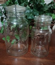 2- Hazel Atlas Canning Clear Glass Jars Vintage picture