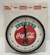 Vtg Coca-Cola “Always Coca Cola” Round Clock 1995 Black 10” Coke Logo NEW SEALED picture