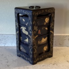 Lacquered Box with Four Square Boxes Two Triangle Boxes and Six Triangle Trays picture