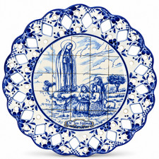 Hand-Painted Portuguese Ceramic Azulejo Plate – Fatima Design, 11