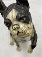 Beige Black Boston Terrier Ceramic Free Standing Collectible Dog Figurine picture