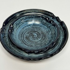 Vtg Stangl Pottery Blue Pompeii Ashtray Striped Navy Turquoise 5232 MCM 6.5