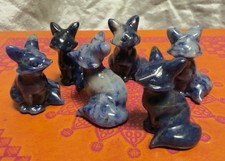 Hand Carved Sodalite Fox 1.5” Crystal Animal Carving | Intuition & Wisdom Stone picture