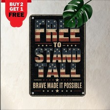 Land Of The Free Because Of Brave Sign Patriotic American Metal Wall Decor picture