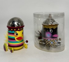 Pylones Paris Bird Salt Pepper Shaker Black Pot CREA CREA Yellow Stripe Set of 2 picture
