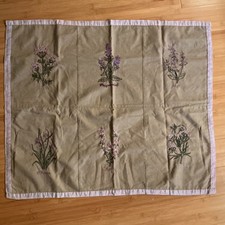 Vintage Small Embroidered Flowering Herbs Cottage Tablecloth 24