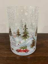 Yankee Candle Christmas Jar Candle Holder With Little Red Buggy and Tree picture