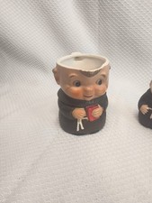 Vintage Goebel Friar Tuck 3 Pc Lot Lidded Sugar Bowl Salt and Pepper Shakers picture