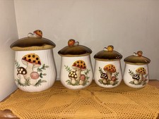 Vintage Sears 1978 Mushroom Kitchen Canister Jar Set picture