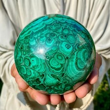 3.39LB Rare Natural Malachite quartz hand Carved sphere Crystal Healing Gem ball picture