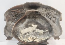 Genuine Incolay Stone Deer Scene Cameo Desk Organizer Made in the USA picture