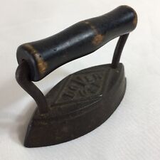 3.5” Miniature Clothes Iron, Dover USA, Cast Iron, Wood Handle, Vintage❤️ picture