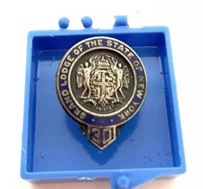 Freemason Grand Lodge New York State 30 Year Lapel Pin Tie-Tac Blue/Silver Tone picture
