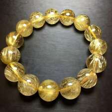 14mm Natural Gold Quartz Golden Hair Rutilated Titanium Crystal Bracelet picture