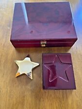 Brass STAR Paperweight Wood Piano Finish Base Wood Box Executive Gift Award picture