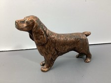 Vintage Copper Tone Cast Metal Spaniel Dog Figurine Statue picture