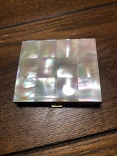 Vintage Mother of Pearl VOLUPTE  Powder Mirror Compact Brass Japan picture