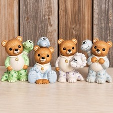 Vintage Ceramic Teddy Bears Homco Dinosaur Pajamas Lot of 4 #1438 Kitschy Cute picture