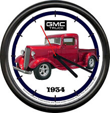 Licensed 1934 GMC Red Stepside Pickup Truck General Motors Wall Clock picture
