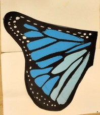 Blue Fabric Butterfly Wings For Craft Decor Dance 100% Polyester One Side Print picture