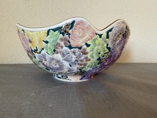 Vintage F Atkins floral sachet ceramic bowl beautiful multi color pastel picture
