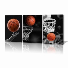 KAWAHONE 3pcs Basketball Canvas Wall Art 24