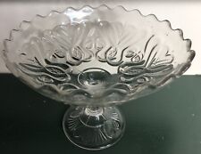 1895 Antique American Pattern Glass Footed Petal Rim Footed Bowl V in Hearts picture