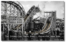 Vintage‑STYLE NEW ART 1930's RPPC-STEAM COIL THRILL RIDE-ROCHESTER NY-FAUX picture